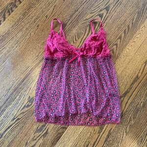 Women's‎ Sheer Mesh Lace Babydoll Camisole Top Sz L Whimsigoth Sexy Indie Sleeze
